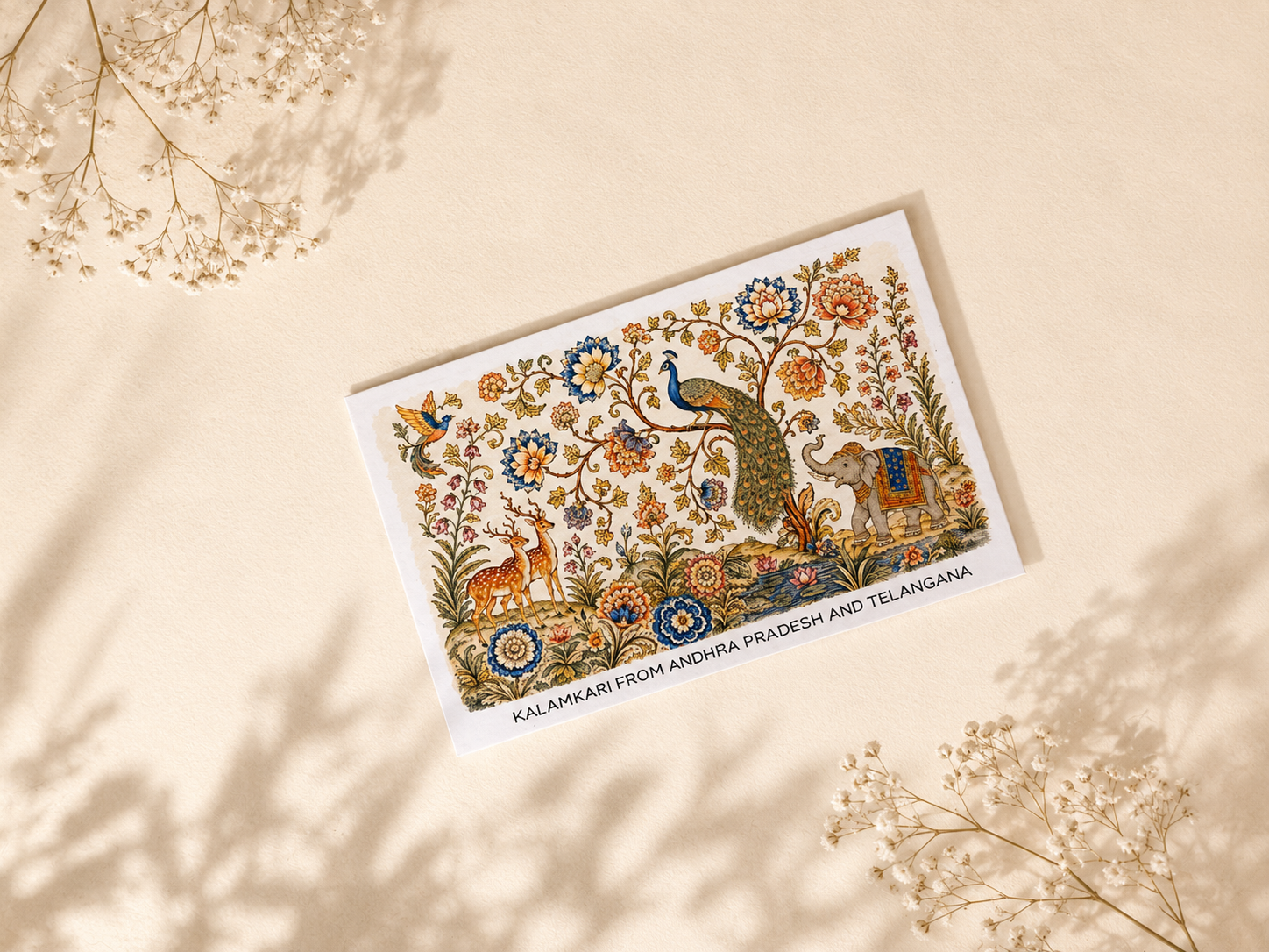 Kalamkari postcard from Andhra Pradesh and Telangana